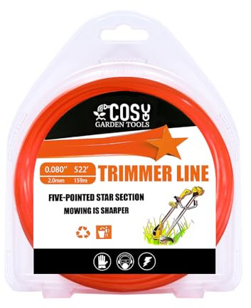 COSY GARDEN TOOLS Filo di Ricambio per decespugliatore a Forma di Stella con 5 Bordi Taglienti,2mm x 159m Filo decespugliatore Nylon Trimmer di Ricambio per Teste di Taglio