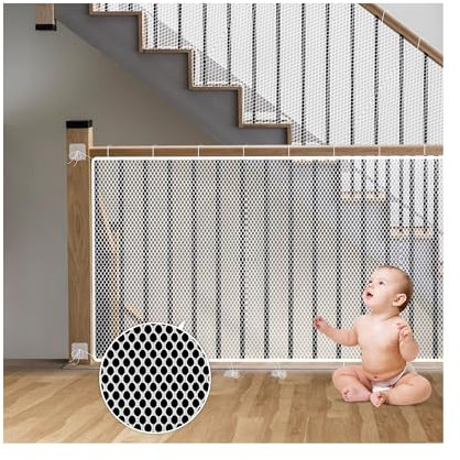 Treppen Schutznetz Kinder, Sicherheitsnetz Kinder, Balkon Schutznetz, Balkongeländer Treppen Sicherheitsnetz, Kinder Haustiere Spielzeug Schutznetz, 3 * 0,9 M, Weiß