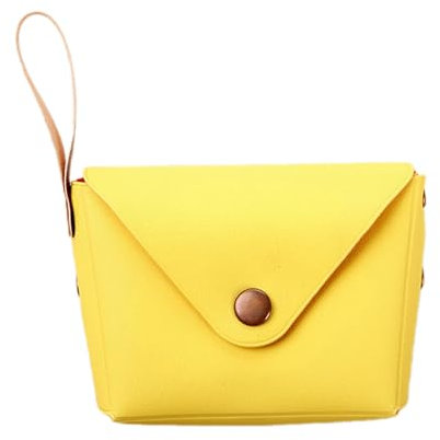 alloneslife Porte-monnaie en cuir synthétique, porte-monnaie en cuir synthétique, sac de rangement pour enfants, femmes, filles, jaune, 4*6.5*8cm