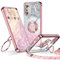 XYZ für Samsung Galaxy S20 FE Hülle mit Band, Herzen Doppelring Ständer Luxus Glitzer HandyHülle Kameraschutz, Frauen Stoßfest Elektroplattiert Soft TPU SchutzHülle Clear Samsung S20 FE Case, Roségold