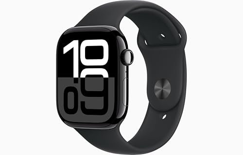 Apple Watch Series 10 [GPS + Cellular, 42mm] - Cassa Jet Black in Alluminio con Cinturino Sport Nero, M/L (Ricondizionato)