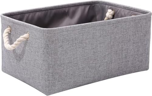 Chyaya Storage Box with Handles,Small Basket for Clothes,Toys,Office,Shelves (31x21x13cm) – Thickened EVA Base,Collapsible & Space-Saving(Grey-S)