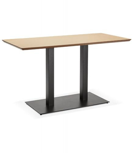 Esstisch Eichenfinish MDF mit Metallgestell | Esszimmertisch Beige Holzoptik für 6 Personen | Küchentisch Industriedesign | Designertisch Zumba Schlankes Profil | 150x70 cm mit 2,5cm Tischplatte
