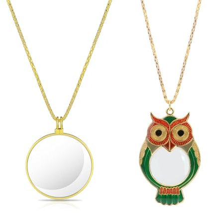 yolzhxe 2 Stücke Monokel Lupe, 5 x Halsketten Lupe, Vergrößerung Glas mit HäNgenden Halskette, Vintage Vergrößerungsspiegel, für Lesen von BüchernZeitungen, Beobachtung und Forschung