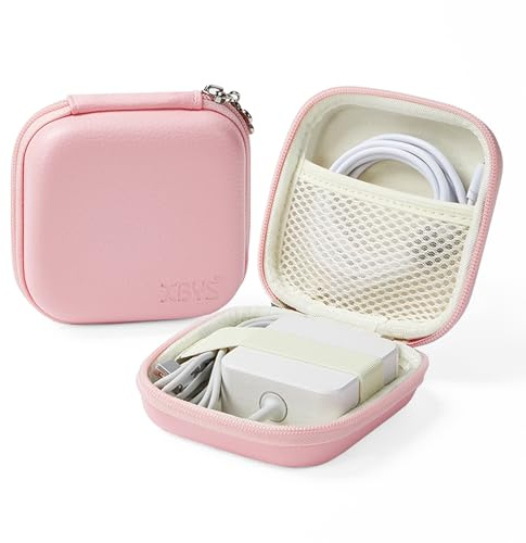 Linpr Charger Case for MacBook, Portable Tech Electronic Organizer Bag, Small Travel Storage Pouch for Laptop Accessories, MacBook Power Adapter, Charging Cords, USB Drives, Power Bank (Pink,M)