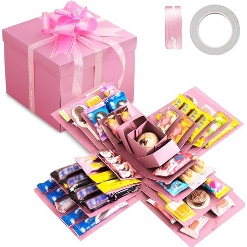 Überraschung Box,5-lagige Kreative Geschenkbox Explosionsbox,Kreative Explosions-Geschenkbox,DIY Handgemachte Überraschung Box für Valentinstagsgeschenke, Geburtstag, Hochzeitstag