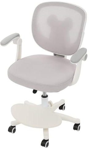 Hadwigger 360° Drehbarer Kinderschreibtischstuhl,Ergonomischer Schreibtischstuhl mit Höhenverstellbarer,Hochklappbare Armlehnen,Atmungsaktives Mesh, moderner Lernstuhl für Junge Lernende (Hellgrau)