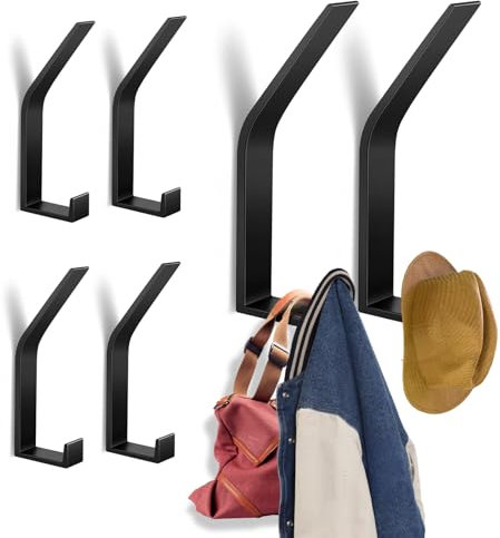 Mexgcom 6 Stück Kleiderhaken, Haken für Akustikpaneele, Unsichtbare Schrauben, Moderne Garderobenleiste Garderobenleiste Wand für Jacken, Mäntel, Kleidung, Schals (Schwarz)