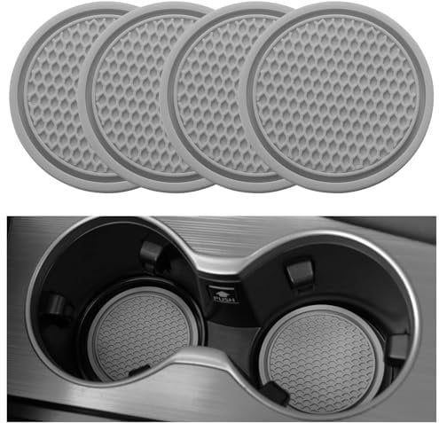 XIYUANFA 4 PCS Car Cup Holder Coaster for BMW 3er E46 1998-2005, Non-Slip Cup Holders Embedded in Ornaments Coaster PVC Vehicle Cup Holder,Grey