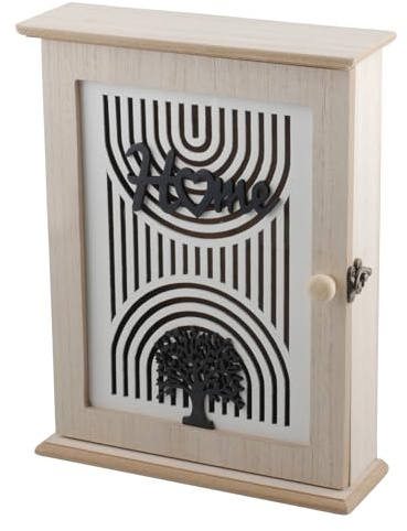 Rongxze Boho Deko Schlüsselkasten Holz Lebensbaum mit Schlüsselhaken | Für Eingang, Flur, Büro, Schlüsselschrank, Schlüsselhalter, Schlüsselablage