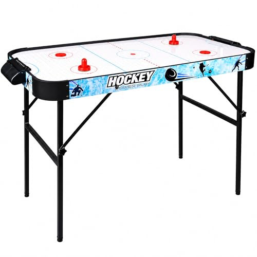 hotsizz Mesa de Air Hockey aéreo Plegable, Incluye Dos Palos y Dos Discos, Ideal para Adultos y niños.