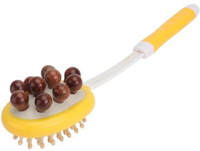 HOOWIFFY Portable Wooden Beads Back Massage Stick for Body Knocking, Handheld Massage Equipment to Fatigue Sturdy Plastic Material, for Neck and Shoulder Relaxation
