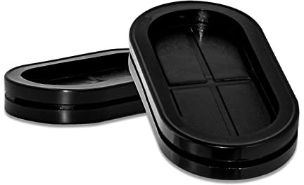 Flyshop Doppelseitige ovale Kabeldurchführungen Synthetische Gummitülle Bohrloch Stecker Drahtschutz, schwarz, 4er-Pack (Lochgröße 40 x 83 mm, 1-9/16 Zoll x 3-17/64 Zoll)