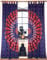 GURU SHOP Boho Vorhänge, Gardine (1 Paar) mit Schlaufen, Handbedruckter Ethno Style Vorhang, Mandala Motiv - Blau/rot, Baumwolle, 215x100x0 cm