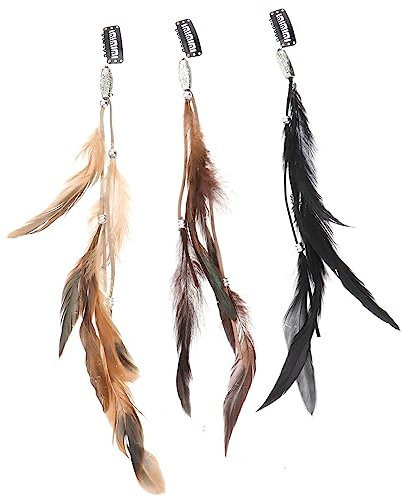 Lurrose 3 pcs Plumes Extensions De Cheveux Vintage Plume Bandeau Cheveux Accessoires De Décoration pour Filles Femme (Couleur Mixte)