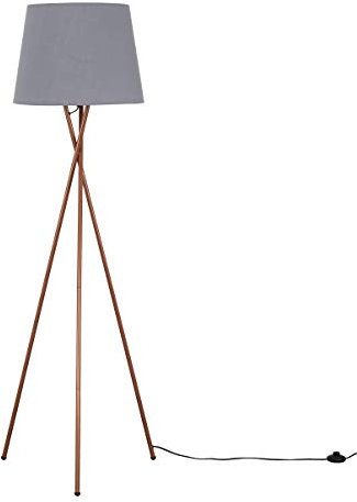 MiniSun | Modern Copper Metal Tripod Floor Lamp with a Grey Tapered Shade | Floor Lamps & Torchieres, Home Décor, Improvement & Lifestyle Essential