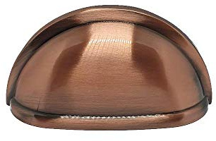 Cascia, Cup Cabinet Furniture Handle, Gloss Brushed Copper, 76mm Hole Centers, Kitchen & Bedroom Handle