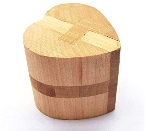 MINGZE 3D Holzpuzzle Denksportaufgaben, Knobelspiele Geduldspiel aus Holz Holzspielzeug, Logisches Spielzeug und Geschenk für Kinder und Erwachsene (Heart Lock)