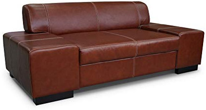 Quattro Meble Echtleder 2 er Sofa London Breite 190 cm Ledersofa Echt Leder Couch Antique Tabac mit Ziernähten