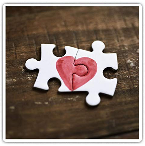 Square Stickers (Set of 2) 7.5cm - Jigsaw Puzzle Love Heart Fiance Wife Fun Decals for Laptops,Tablets,Luggage,Scrap Booking,Fridges, #8772