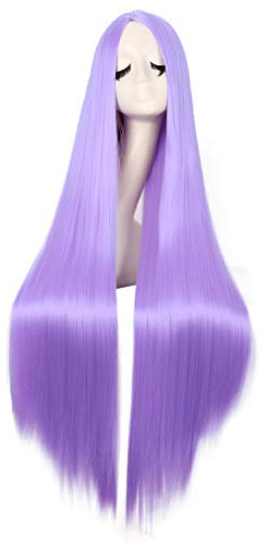 MapofBeauty 40 Zoll/100cm Einzigartige Lange Damen Cosplay Straight Perücke (Hell Lila)
