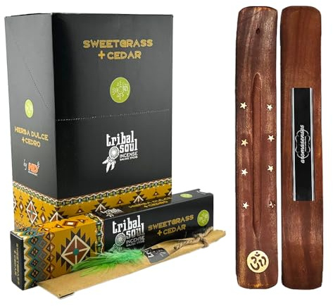 AROMASENSES Tribal Soul Incense - 12 Schachteln zu je 16 Gramm - Ausgezeichnetes Aroma und höchste Qualität. (SWEETGRASS - Zedernholz)