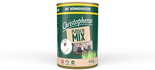 Christopherus Fleischmix, Mit Hühnerherzen, Vollnahrung für Hunde, Nassfutter, 6 x 400 g