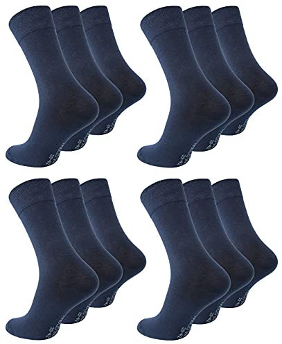 Paolo Renzo Business-Socken 12 Paar Hochwertige Baumwoll Socken Anzugssocken Größe 43/46 Marineblau