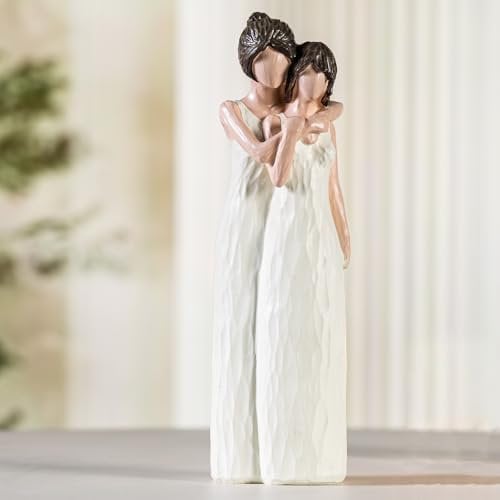 BUTILIVEEN Family Figurine, Hugging Mother and Daughter Statues, Resin Ornament Sculpture Craft for Home Bedroom Living Room Tabletop Decor