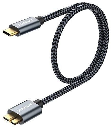 SUNGUY USB 3.0 Micro B auf USB C, USB 3.1 10Gbps Superschnelle USB C Stecker auf Micro B 3.0 Stecker Festplattenkabel kompatibel mit Toshiba, Seagate, WD,Galaxy S5 Note 3,HDD(0.5M)