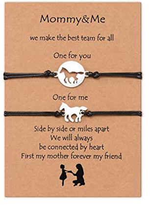 CheersLife Mutter Tochter Passendes Pferdearmband Set Für 2, Mama Und Ich Fernwunsch Armband Zurück Zur Schule Geburtstagsgeschenke Für Mutter Sohn Frauen Jungen Mädchen