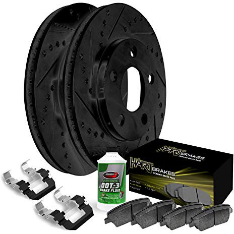 Hart Brakes Front Brakes and Rotors Kit |Front Brake Pads| Brake Rotors and Pads| Ceramic Brake Pads and Rotors |Hardware Kit |fits 2015-2018 Hyundai Grand i10