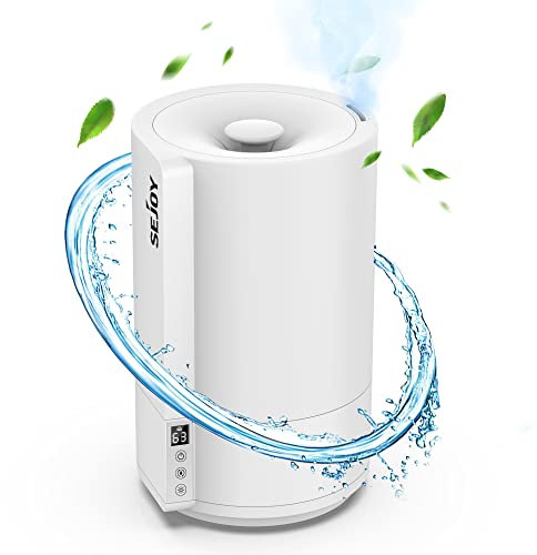 Sejoy Ultrasonique Humidificateur Radiateur Maison Chambre, Humidificateur Silencieux Top Fill, 3 Mode 7 Veilleuse, Humidité Constante Intelligent, Protection contre le Manque d'eau,4L Blanc