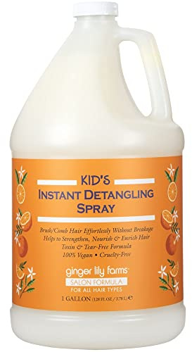 Ginger Lily Farms Salon Formula Instant Detangling Spray for Children, Tear Free Formula, Detangling Hair Spray for Kids, 100% Vegan and Ultimate Cruelty Surgery, 1 Gallon (128
