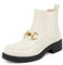 QUEEN HELENA Stivaletti Chelsea con Tacco Stivali Bassi Senza Chiusura Invernali Casual Comodi Donna X27-101 (X27-101 Bianco, Numeric_36)