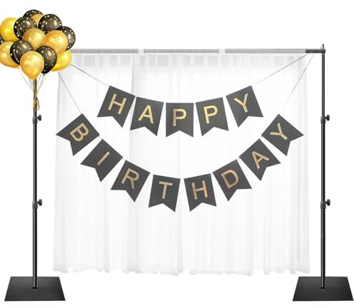 EMART Heavy Duty Backdrop Stand, 2mx3m/6.5x10 ft Adjustable Background Support System Kit with Steel Base for Photography, Photo Video Studio, Birthday Parties - Black