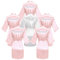 Lot de 6 peignoirs de bain pour mariée et demoiselle d'honneur avec strass, Ensemble de mariée rose, Taille unique