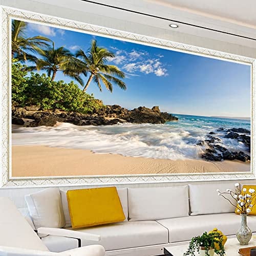 Instarry DIY 5D Diamond Painting Full Groß Meer und Strand Wandbilder Wohnzimmer 120x50 cm