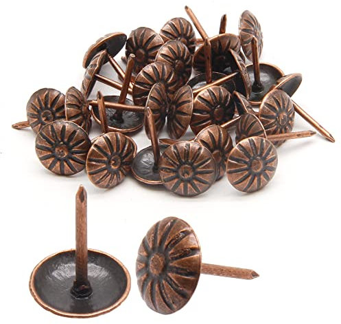 Piutouyar Daisy Antik Rot Bronze Polsternägel, dekorative Reißnägel, Möbelnägel, 11 mm x 16 mm, Polsternägel für Sofa, Tür, Schmuckkästchen