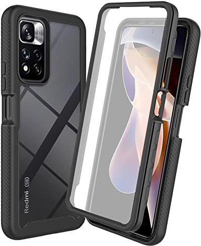 XINYEXIN Coque pour Xiaomi Redmi Note 11S 5G / Pcoc M4 Pro 5G (6.6), Coque Antichoc à 360 Degrés avec Protecteur D'écran Intégré, Intégrale Étui Housse Transparent Full Body Case - Le Noir