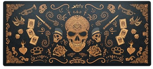Xtrfy GP5, Tapis de souris XL en tissu, (920 x 400 x 3 mm), speed-pad lisse pour la précision, rebords cousus base antidérapante, lavable en machine, Calavera Edition