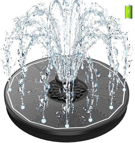 SZMP 3.5W Solar Fountain with 2000mAh Battery- Work On Cloudy Days -2025 Upgrade Glass Panel Solar Bird Bath Fountain, Hummingbird Water Feature Pump with 7 Nozzles, 4 Fixed Pipes for Garden, Pond