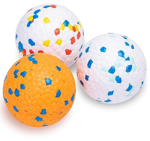 Nobleza 3 Pack Dog Balls Toys, Indestructible Dog Ball Toy, Nature Rubber High Bounce Solid Dog Balls for Throw and Fetch, Durable Floating Interactive Dog Toys, Medium, D6.3cm/2.48''