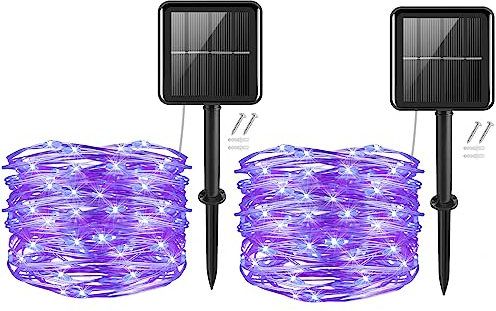 cshare Solar String Lights Garden, 2x5M 50 LED Solar Powered Fairy Lights Copper Wire 8 Modes Waterproof Lights for Yard,Christmas Tree,Home,Bedroom,Gate Indoor/Outdoor Decor(Purple)