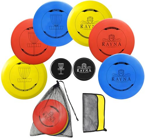 6 Pack Disc Golf Set, Profession Disc Golf Starter Set Regulare Size Disc Golf Starter Kits,Beginner Disc Golf Set Include Driver,Mid-Range and Putter Suitable for Garden Park Backyard Beach