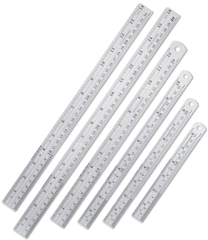Mr. Pen - Metalllineal mit gerader Kante, 6 Stück, 15,2 cm, 20,3 cm, 25,4 cm, 30,5 cm, 35,6 cm, 40,6 cm, Edelstahl-Lineal-Set, imperiale und metrische Maße für Zeichnen, Zuhause, Büro, Ingenieurwesen