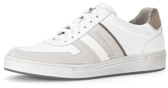 Pius Gabor Herren Sneaker Low,Halbschuhe,recyceltes Futter,zertifiziertes Leder,Wechselfußbett,Kork-Zwischensohle,White/Off-White/salvia,44 EU / 9.5 UK