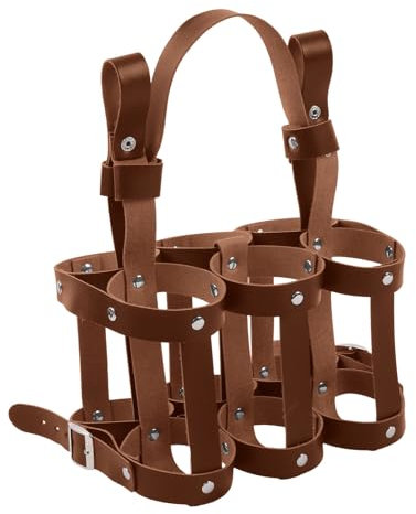 QRONCES Bière de vélo en cuir pour 6 bouteilles de bière légère avec cadeaux pour les amateurs de bière en cuir vélo bière vélo porte-bouteille, Cuir marron