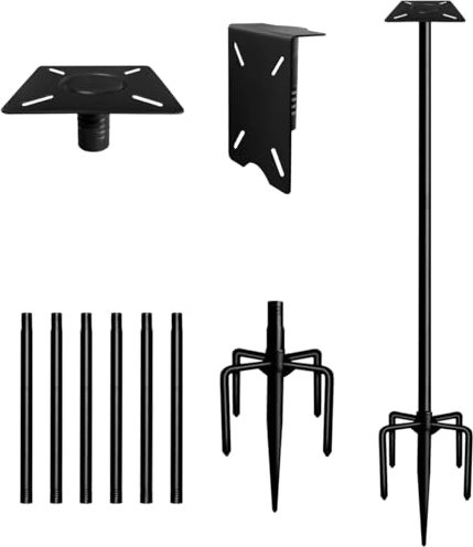 Ansionsol 105 Zoll Smart Bird Feeder Pole mit 5-Zinken-Basis, verstellbare Vogelhaus-Stangenhalterung für den Außenbereich, robuster Vogelfutterständer für Wildvögel, Schwarz