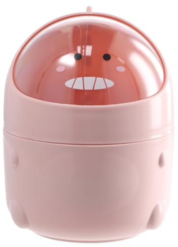 Shengxi Papelera Escritorio Pequeña con Tapa Mini Cubo de Basura para Baño Cubo de Basura Estilo Dibujos Animados Lindo Papelera con Tapa Portátil para Baño Cocina Oficina Dormitorio (Rosa)